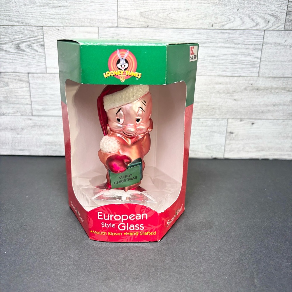 Vintage Elmer Fudd Looney Tunes Santa's Christmas Ornament European Style Glass